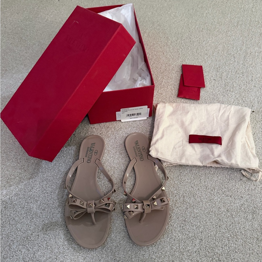 Valentino Taupe Studded Sandals